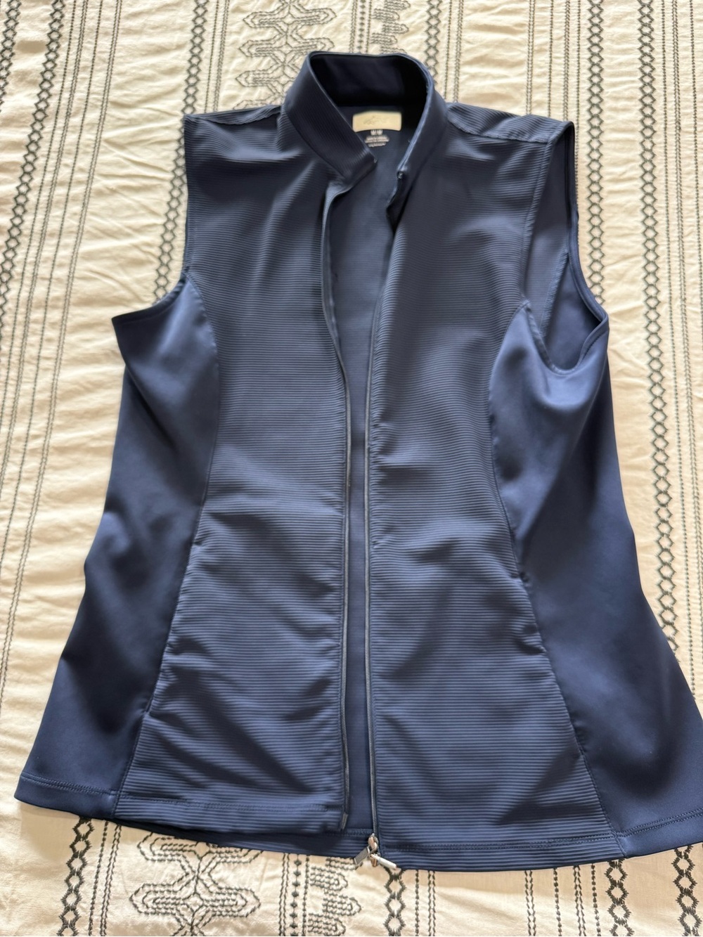 Navy Zip Front Sleeveless Vest